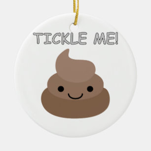 Ornement Rond En Céramique Mignonne Tickme Poop Emoji