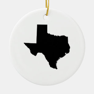 Ornement Rond En Céramique Minimaliste Texas noir et blanc