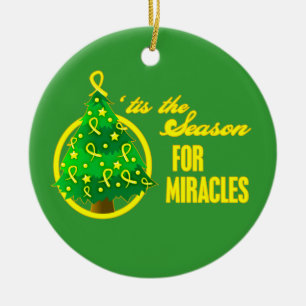 Ornement Rond En Céramique Miracles de Noël de Cancer de sarcome
