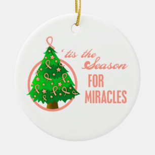 Ornement Rond En Céramique Miracles de Noël de cancer du corps utérin