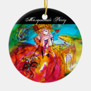 Ornement Rond En Céramique MIRANDOLINA / Masques de Carnaval vénitien