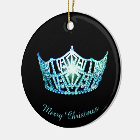 Ornement Rond En Céramique Miss America Aqua Crown Round Orament (Gauche)