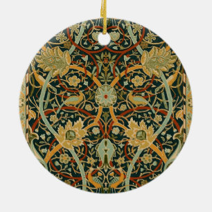 Ornement Rond En Céramique Modèle de tapisserie forestière de William Morris