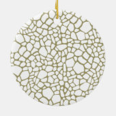 Ornement Rond En Céramique Monogramme d'impression de girafe blanche or (Dos)