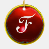 Ornement Rond En Céramique MONogramme DRAGO Red Ruby (Dos)
