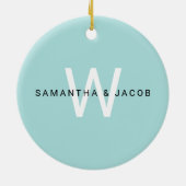 Ornement Rond En Céramique Monogramme rose de Flamant rose (Dos)