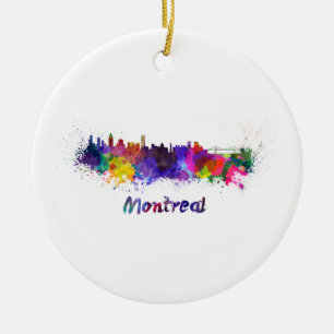 Ornement Rond En Céramique Montréal skyline in watercolor