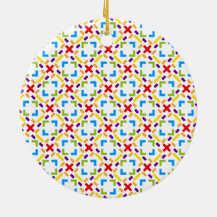 Ornement Rond En Céramique Motif arc-en-ciel imprimé graphiquement en double