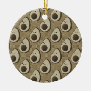 Ornement Rond En Céramique Motif Avocado de style vintage