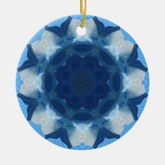 Ornement Rond En Céramique Motif bleu "de queue de baleine" ! (Devant)