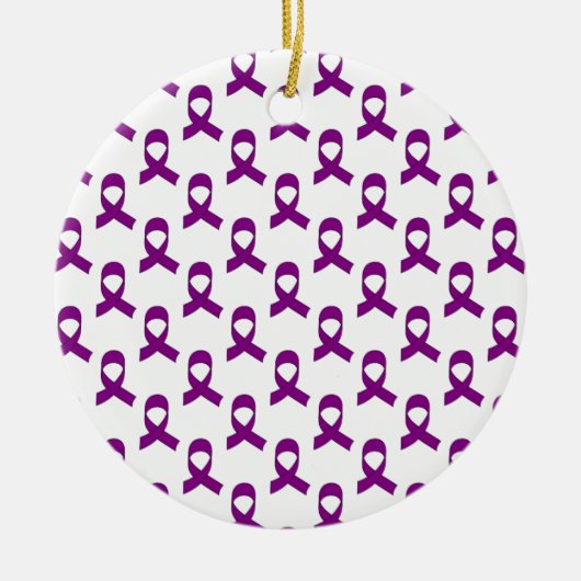 Ornement Rond En Céramique Motif de ruban violet (Devant)