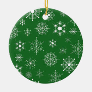 Ornement Rond En Céramique Motif des flocons de neige Gris & Blanc Assortis