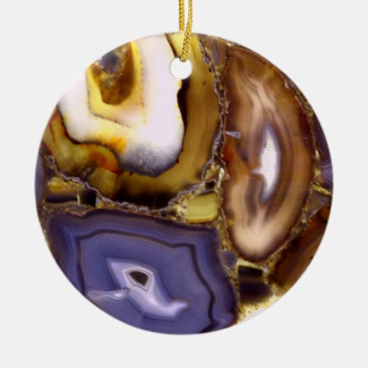 Ornement Rond En Céramique Motif en pierre blanche Brown violet (Devant)