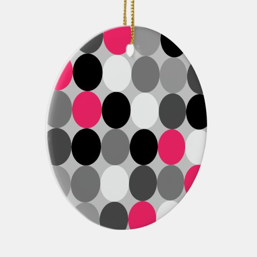 Ornement Rond En Céramique Motif vectoriel points rose et blanc (Droite)