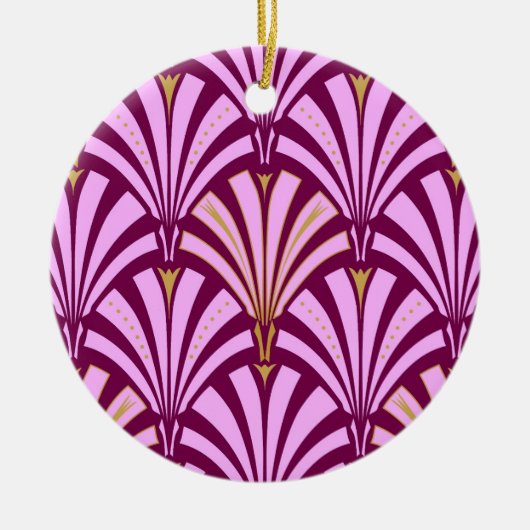 Ornement Rond En Céramique Motif ventilateur Art déco - orchidée et violet (Devant)
