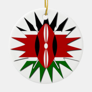 Ornement Rond En Céramique Motif vibrant du drapeau kenyan : une création art