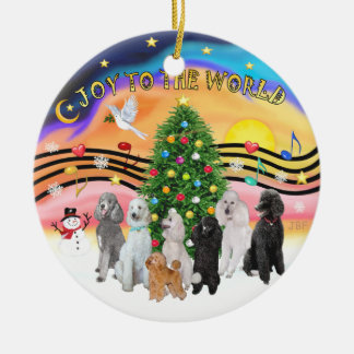 Ornement Rond En Céramique Musique de Noël 2 - 7 Poodles