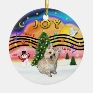 Ornement Rond En Céramique Musique de Noël 2 - Cairn Terrier 1