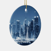 Ornement Rond En Céramique New York City Hiver Skyline Noël Ajout (Droite)