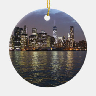 Ornement Rond En Céramique New York Skyline Hudson River World Trade Centre