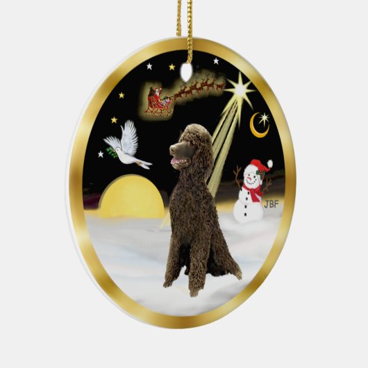 Ornement Rond En Céramique NightFlight- Chocolat Standard Poodle (Droite)