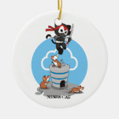 Ornement Rond En Céramique Ninja Kitty avec souris (Devant)