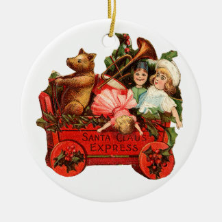 Ornement Rond En Céramique Noël à l'ancienne, Boîte à jouets