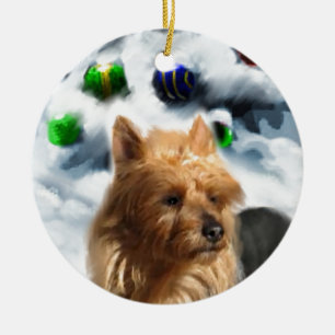 Ornement Rond En Céramique Noël australien Terrier