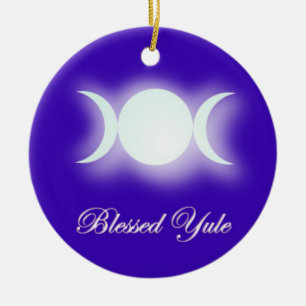 Ornement Rond En Céramique Noël béni (déesse triple de lune)