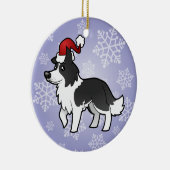 Ornement Rond En Céramique Noël border collie (Droite)