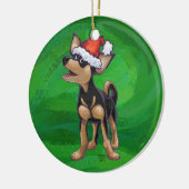 Ornement Rond En Céramique Noël Chihuahua sur vert (Gauche)
