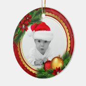 Ornement Rond En Céramique Noël classique de photo faite sur commande (Gauche)