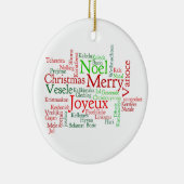 Ornement Rond En Céramique Noël dans beaucoup de langues (Droite)