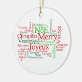 Ornement Rond En Céramique Noël dans beaucoup de langues (Gauche)