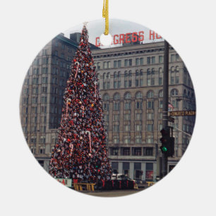 Ornement Rond En Céramique Noël de Chicago à l'hôtel 1963 du congrès