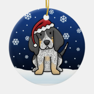 Ornement Rond En Céramique Noël de Coonhound de Bluetick de bande dessinée
