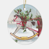 Ornement Rond En Céramique Noël de cru de cheval de basculage (Gauche)