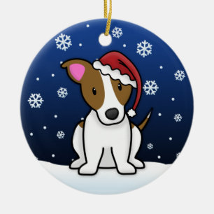 Ornement Rond En Céramique Noël de Jack Russell Terrier de bande dessinée de
