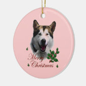 Ornement Rond En Céramique Noël de Malamute en Alaska (Gauche)