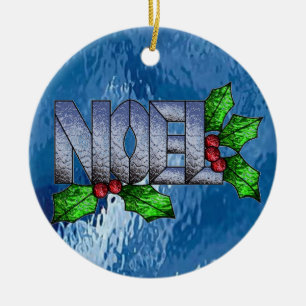 Ornement Rond En Céramique Noel en verre souillé