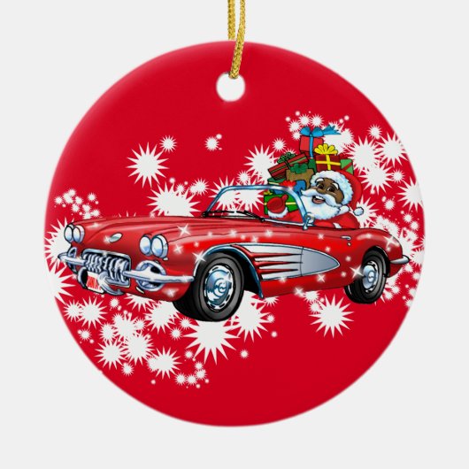 Ornement Rond En Céramique Noël frais ! (Devant)