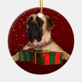 Ornement Rond En Céramique Noël mastiff anglais (Devant)
