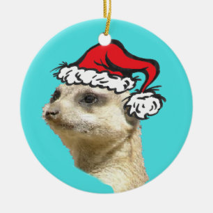 Ornement Rond En Céramique Noël Meerkat personnalisable Cirle Ornament