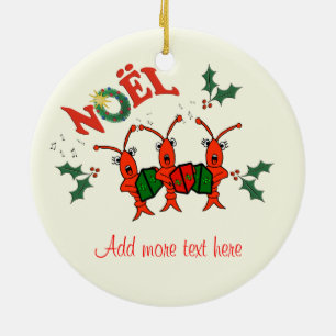 Ornement Rond En Céramique Noël mignon de homard d'écrevisses de Caroling