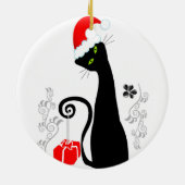 Ornement Rond En Céramique Noël moderne Kitty (Dos)