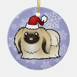 Ornement Rond En Céramique Noël Pekingese (exposition coupée)