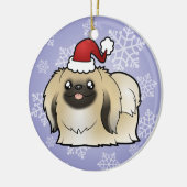 Ornement Rond En Céramique Noël Pekingese (exposition coupée) (Gauche)