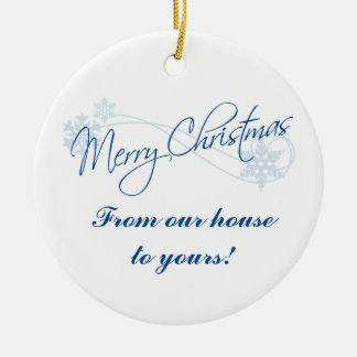Ornement Rond En Céramique Noël personnalisé de notre maison à votre