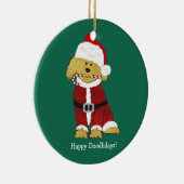Ornement Rond En Céramique Noël personnalisé Goldendoodle Père Noël (Droite)