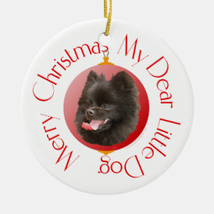Ornement Rond En Céramique Noël Poméranien